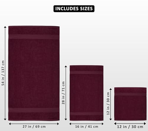 Image of Utopia Towels 8 Piece Luxury Towel Set - Majestic Plush, Super Absorbent & Quicker-to-Dry, Thick 100% Ring Spun Cotton Towels for Bathroom, Spa & Hotel - 2 Bath, 2 Hand, 4 Washcloths, Burgundy