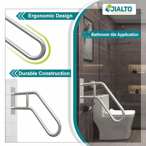 Image of JIALTO Wall Mounted Staircase Handrail Safety Grab Bar- Heavy Duty Metal Support Railing for Indoor Stairs, Bathroom & Entryway, Anti-Slip Wall Support Handle with Installation Kit (Silver, Pack of 1)