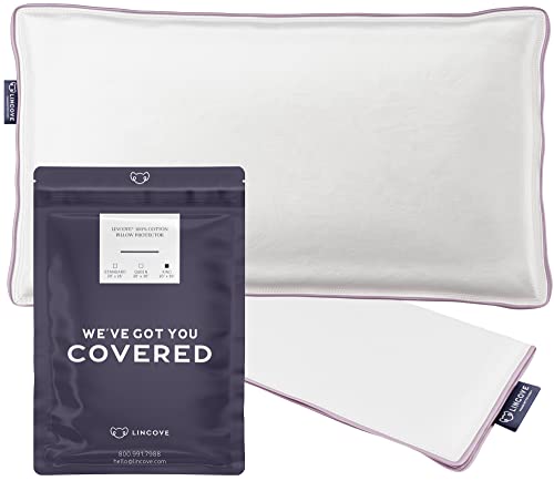 Lincove 100% Cotton Sateen Pillow Protector Cover - Zipper Pillow Covers - 500 Thread Count Luxury Cotton - Zippered Dust Pillow Protectors Bed Pillow Case, King, 20”X36” #TOP7