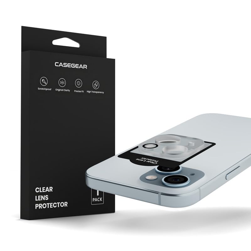 Image of CASEGEAR Clear iPhone 15 /15 Plus Camera Lens Protector | HD Clarity | Scratch Resistant | Complete Coverage | Easy Installation