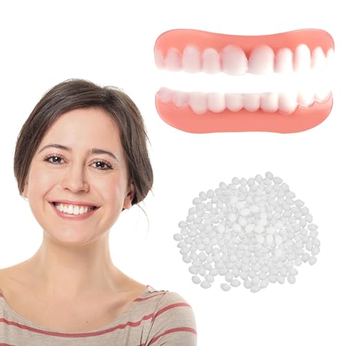 Care Spring 1 Pieza Dientes Postizos Temporales Dentaduras Postizas Kit Blanqueamiento Dental Superior E Inferior, Carillas Dentales Ajustables para Cubrir Dientes Picados, Blanco Natural