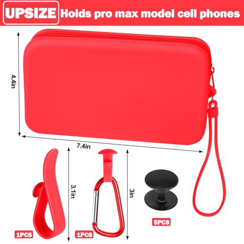 Image of Mity rain Silicone Wallet for Bogg Bag Phone Holder, Accessories Set for Bogg Bag Contain 2PCS Key Holder and a Large Capacity Silicone Zipper Bag for Beach Bags Tote Bag (Red)