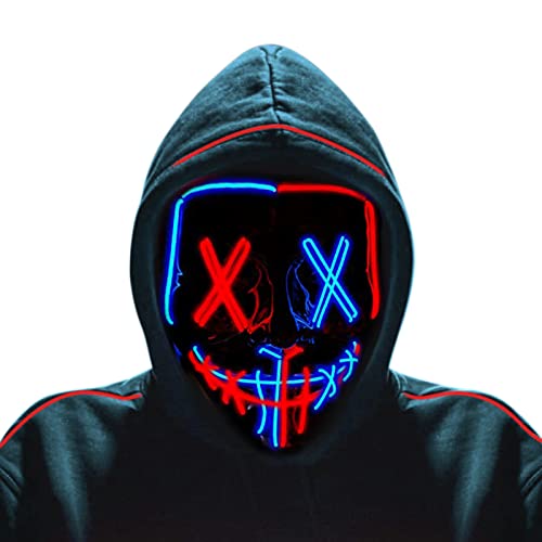 AnNido Halloween Mask LED Light Up Mask Halloween Scary Cosplay Mask for Festival Parties Costume
