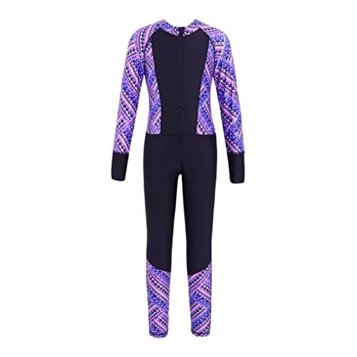 Doomiva Kinder Jungen Mädchen Neoprenanzug Lang Neopren Tauchen Unisex Kinder Einteilige Bademode Sonnenschutz Schwimmanzug Gr.104-158 U Schwarz 170-176
