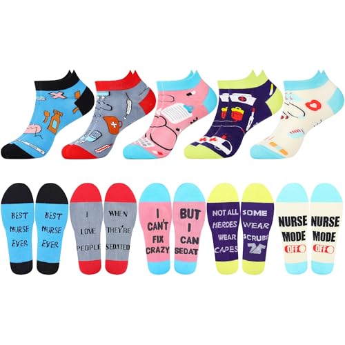 Jeasona Nurse Socks for Women Funny Cute Ankle Socks