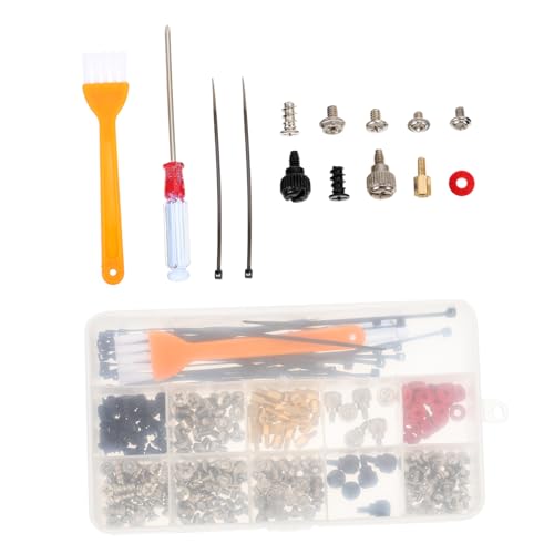 Mipcase Set Desktop Computer Screw Set Kit with Cable Ties Screwdriver and Cleaning Brush Durable Screws for Assembling Computers Organized Box for Easy Access and Use