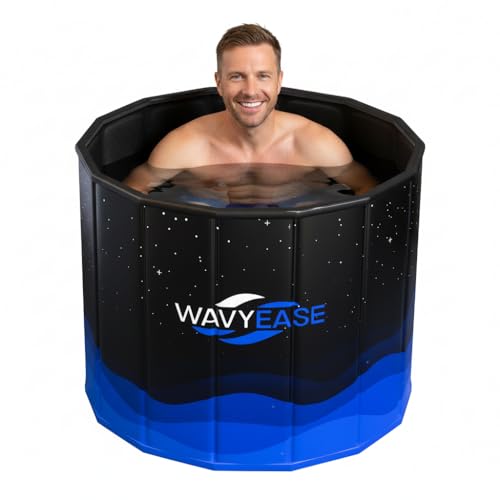 WAVYEASE Baignoire Glaciale Portable Adulte 80 cm (Lg) × 66 cm (Ha) – Rapide à Plier, Bain Froid et Chaud, Thérapie de Récupération Athlétique, Structure...