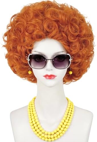 Mrs Roper Costume Set CHILDS GINGER AFRO WIG SHORT CURLY ORANGE