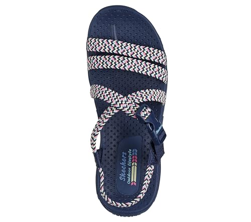 Skechers Skechers Women's REGGAE - ADORE YOU, Boho Woven Strap Sandal, Navy/Multi, 11M