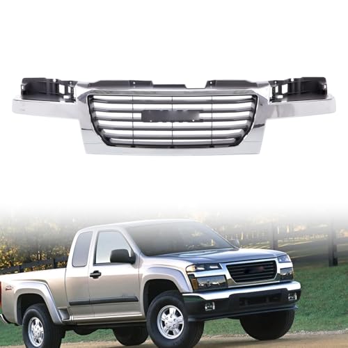 Image of Front Grille Chrome Shell Assembly With Black Insert Compatible with 2004-2012 Canyon Replaces GM1200530