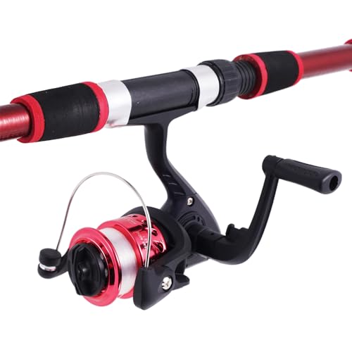JOYFOX Combo Vara de Pesca e Molinete, Kit completo de Combo Carretel de Vara de Pesca com 2 PCS Var