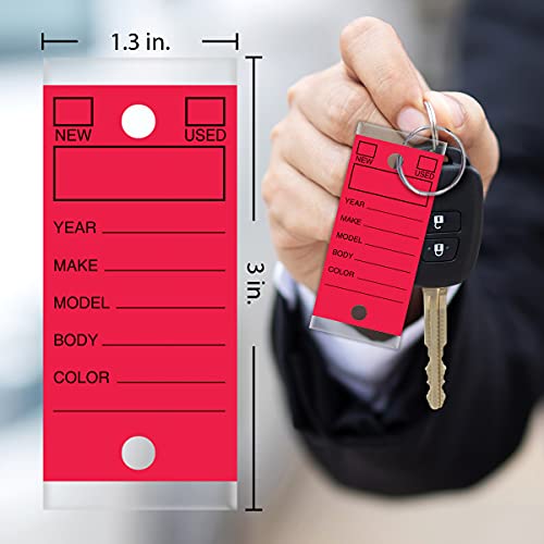 Image of Versa-Tags Red Self-Protecting Key Tags with Chrome-Plated Split Rings, 1000 Count Automotive Dealership Key Tags for Car Truck RV Inventory & Service Organization | Red self-protecting key tags with chrome split rings for automotive dealerships, vehicle inventory, and service organization