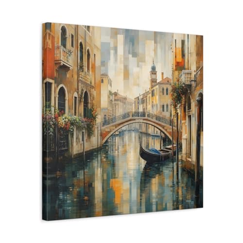 Tableau Venise impressionniste 50x50 cm toile décoration salon