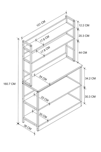 Étagère cuisine industrielle safir multi-niveaux à profondeur variable 18-34 cm