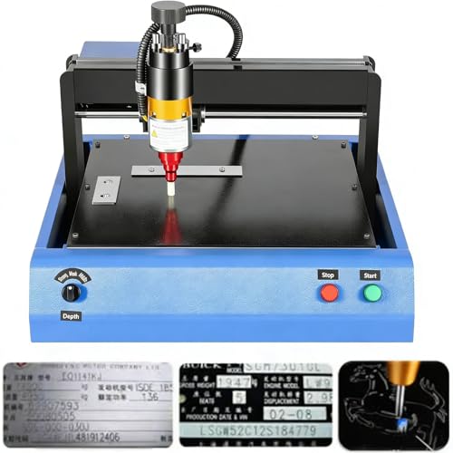 Máquina de grabado eléctrica de 400 W para metal, grabador de etiquetas y placas de identificación de 5.1 cm, dispositivo de marcado rápido de placas de acero para etiquetas y placas de identificación