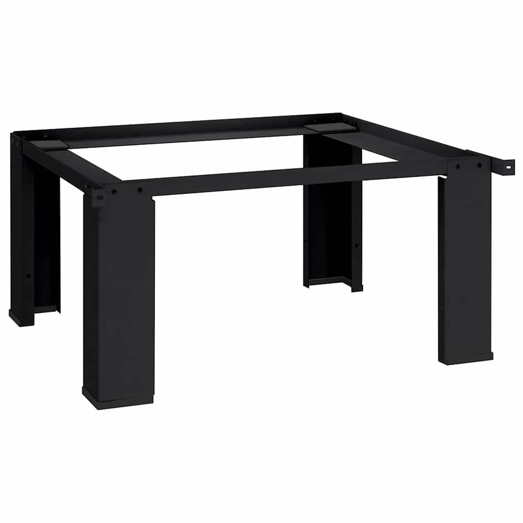 Pedestal de lavadora negro de acero 64 x 55 x 32,5 cm con patas ajustables, base para lavandería, alfombrilla antivibración y protección contra el ruido en la secadora