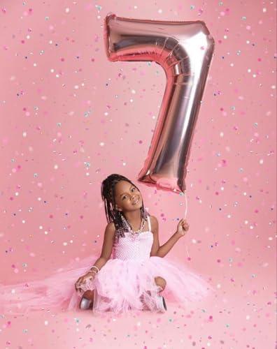 Image of 7 Balloon Numbers Birthday Decorations, 40In Rose Gold Balloons for Party | Eye-catching Appearance, Perfect Decorative Centerpieces, Convenient Self-sealing Structure, Widely for Various Occasions