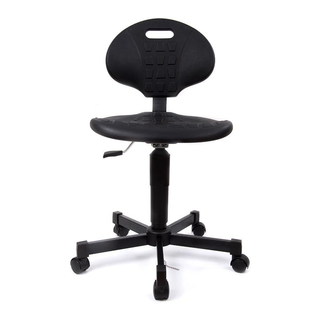 Ergonomischer hocker höhenverstellbar werkstatthocker mit Rollen arbeitsstuhl rollsitz Polyurethan-Stuhl mit robuster Stahlbasis 40 cm ~ 53 cm