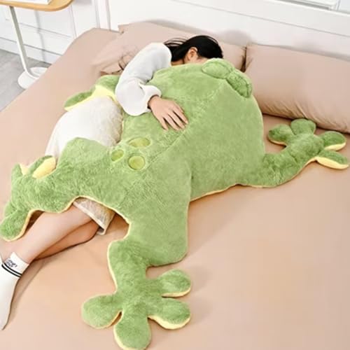 Huniupore Large Frog Stuffed Animal Green Frog Plush Toy Frog Plushies Hugging Pillow Gift for Boys Girls (39.4in)