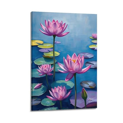 Poster de fleur de lotus Glory of The Bloom, impression sur toile moderne 50x75 cm