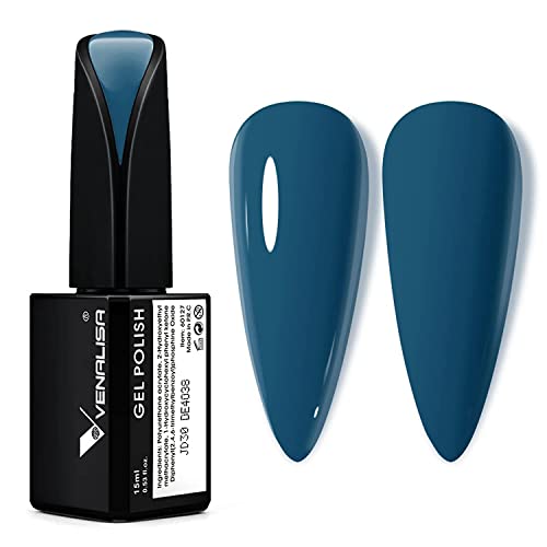 VENALISA Blue Gel Polish, 15 ml, UV Nail Lamp, Durable Manicure, Soak-Off, Shellac