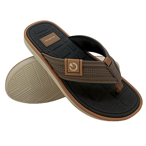 CARTAGO Lyon II, Chinelo de Dedo Masculino, Bege/Marrom/Preto, 42