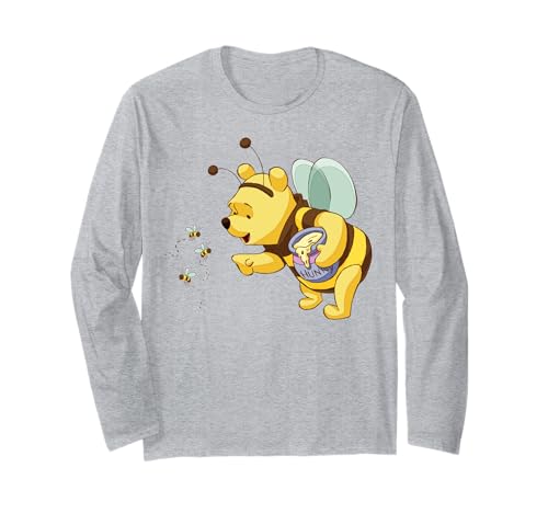 T-shirt Winnie l'Ourson à manches longues pour enfant en coton doux jaune