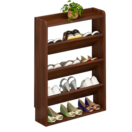 Étagère à chaussures en noyer massif pour un rangement mural chic