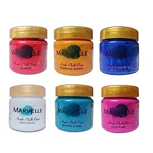GREENARTZ MARVELLE Acrylic Chalk Paints for wood furniture walls canvas Non toxic (Intense Shades 6 x 100ml each)