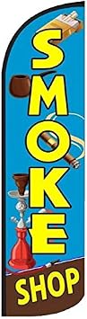Smoke Shop - Windless Swooper Flag Feather Banner Sign 3x11.5 ft Tall Flag Only bq