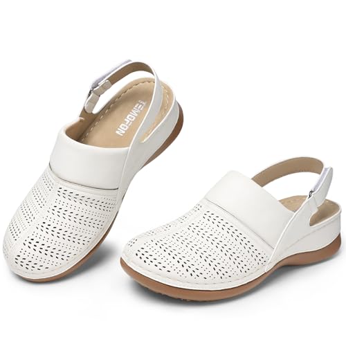 Image of TEMOFON Shoes for Women Clogs Sandals: Comfortable Closed Toe Wedge Shoes Sling-Back Walking Mules with Arch Support
