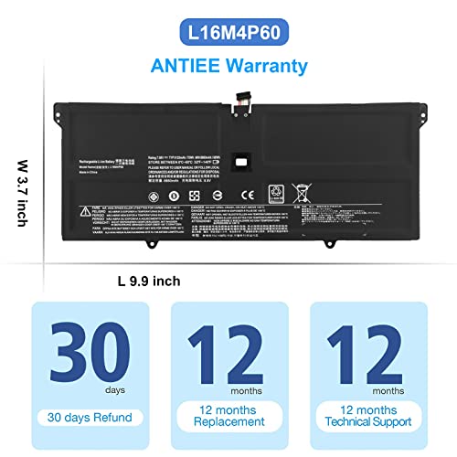 Antiee L16M4P60 Battery Replacement For Lenovo Yoga 920 920-13Ikb 920-131Kb 920-13Ikb-80Y7 80Y8 81Tf Ideapad Flex Pro-13Ikb Yoga 6 Pro-13Ikb L16C4P61 5B10N01565 5B10W67249 5B10N17665 2Icp4/53/129 #TOP6