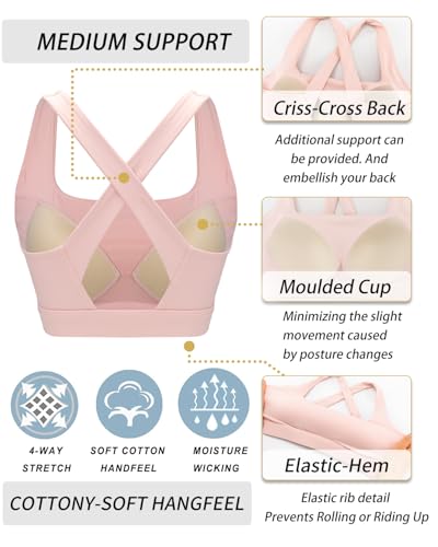 Image of RUNNING GIRL High Impact Sports Bras for Women, High Support Running Strappy Women's Sports Bra with Sewn in Pads