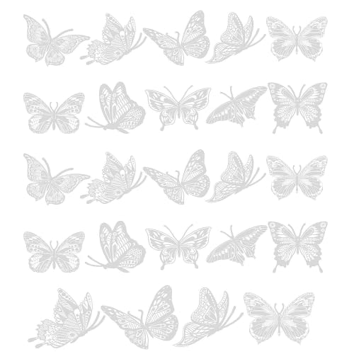 24 Pcs Window Stickers Large Size Butterfly Anti Collision Window Clings Translucent Alert Bird Window Decal Prevent People and Bird Strikes on Window Glass