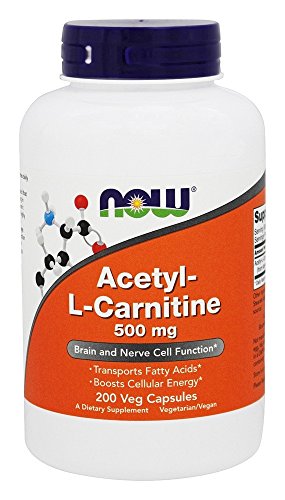 NOW Foods Acetyl L-Carnitine 500mg, 200 Vcaps (Pack of 3 (200 vcaps ea))