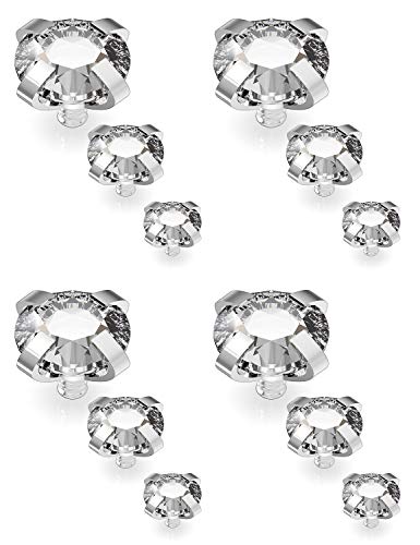 Dyknasz 12PCS 14G Grade 23 Titanium Dermal Anchor Tops Internally Threaded Clear Gem Piercing Jewelry for Women Men