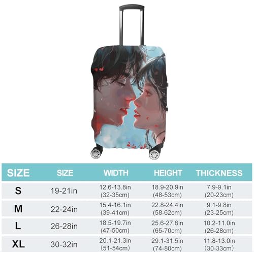 Anime Style Couple Luggage Cover for Suitcase Tsa Approved Stylish Suitcase Covers Washable Stretch Suitcase Protector Anti-Scratch Travel Baggage Covers for 19-32 Inch Luggage2