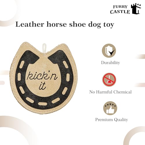 Image of Dog Toys Leather Horse Shoe Shape Perfect for Pets-Dog & Cats (Pack of 1, Tan)