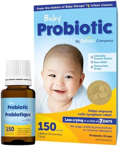 Baby Ddrops Probiotic 150 Drops - Colic Symptom Relief for Newborns and Infants - Easy-to-Use, No Sugar, Non-GMO, Allergy-friendly