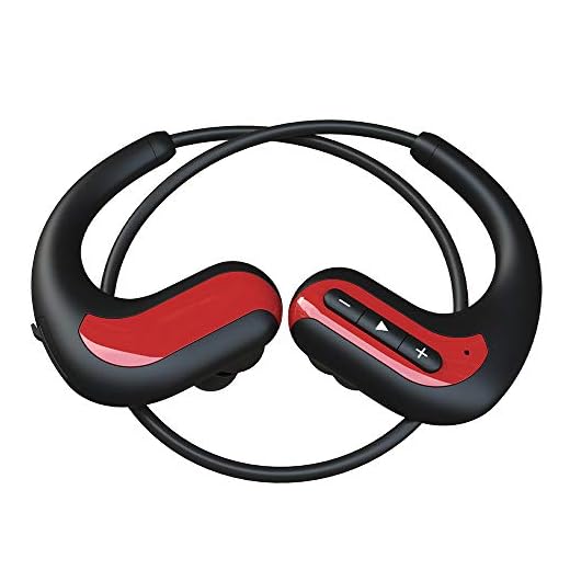 Diy Family Store Bluetooth-hörlurar bästa trådlösa hörlurar simning IPX8 vattentät HD stereo svettproof earbuds för gym löpträning 8 timmar batteri-brusreducerande hörlurar, röd