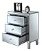 Convenience Concepts Gold Coast Large 3 Drawer Mirrored End Table, Silver / Mirror