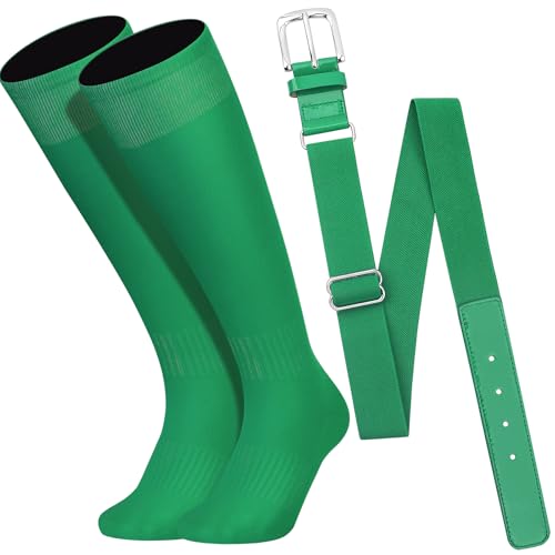 Baseball Socks and Belt Combo Set for Youth Boys Girls Adult, Softball Tball Belt Socks with Elastic Belts
