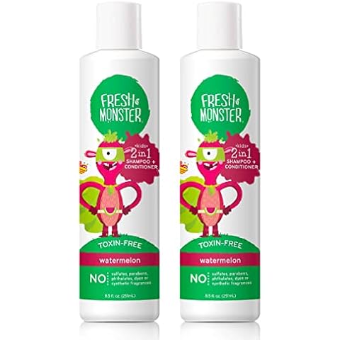 Fresh Monster Toxin-Free Hypoallergenic 2-In-1 Kids Shampoo & Conditioner Watermelon 8 Ounce (Pack of 2) Watermelon Cover