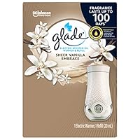 Glade PlugIns Scented Oil Warmer with Diffuser Oil Refill, Infused with Essential Oils, Sheer Vanilla Embrace Home Fragrance, 20mL, 1 Count