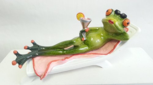 Bollweg Frosch Urlauber aus Kunststein, ca. 19 x 7 cm, Grün