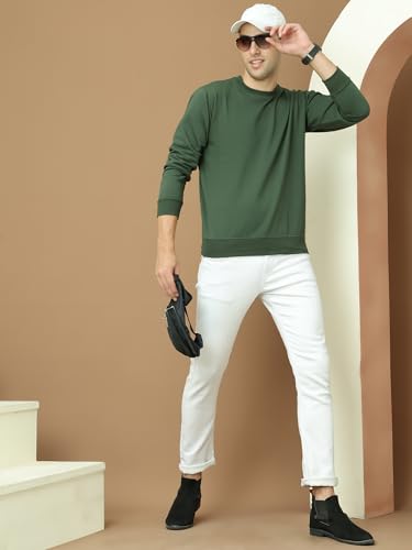 Image of Mack Jonney Fleece Regular Fit Solid Round Neck Sweatshirt for Men-MACK639877