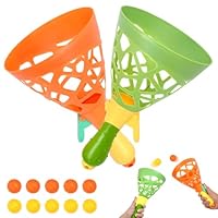 Zuxbolf Fangballspiel Outdoor für Kinder 2er Set ab 10 Jahre mit 2 Fangbechern & 10 Bällen Grün/Orange Trainiert Hand-Auge-Koordination Ballspiel für Garten Strand und Park