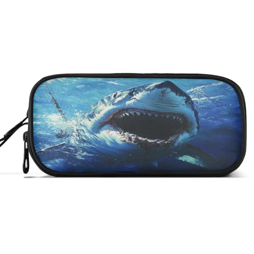 Image of Caikeny Pencil Case Sharks Fish Uderwater Animal Watercolor Pen Bag Large Capacity Pencil Box Pen Pouch with Zipper Cosmetic Organizer for Kids Teens Adults