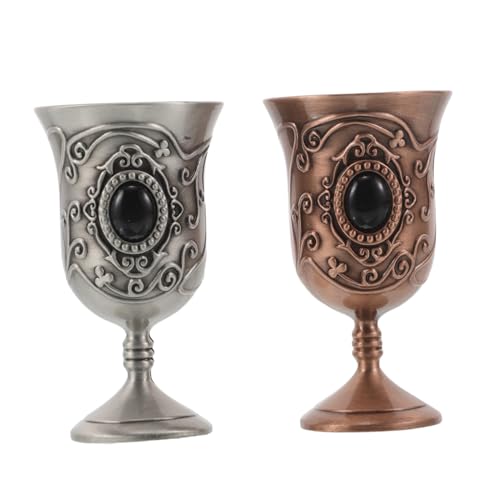 BIUDECO 2 Piezas Cáliz Retro Europeo para Cócteles y Agua Copa de Vino Medieval Decorativa Resistente para Halloween y Ceremonias
