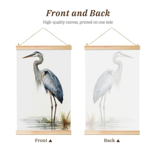 Bannière murale héron cadre bois pour décorer un mur sans percer - 2